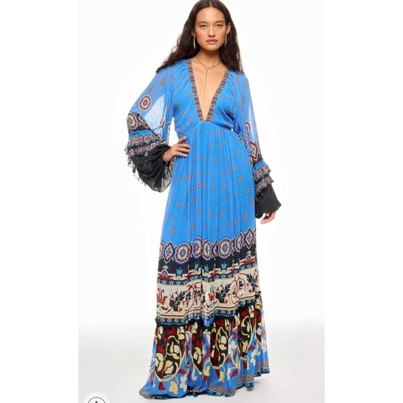 FARM Rio Anika Tiles Blue Maxi Dress - Picture 3 of 15